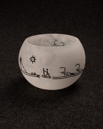 Munblåst Ljuslykta "Snöboll" Handmålad