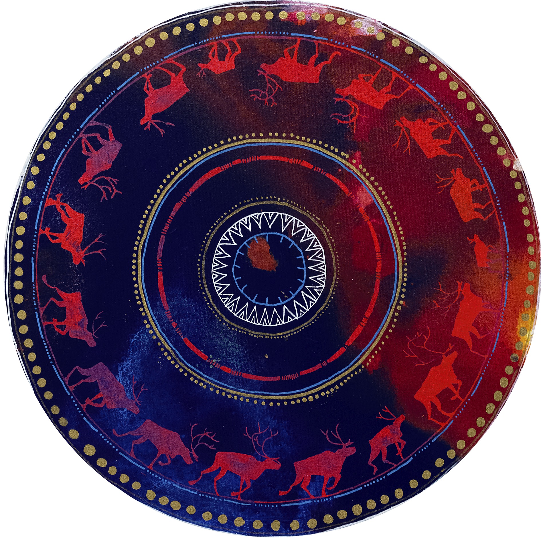 Trykk Runt Rött Renar