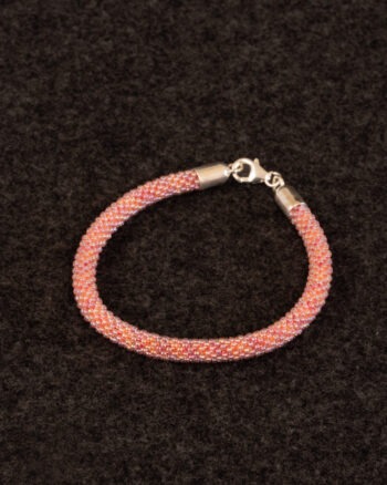 Pärlvirkat Armband Korall/Rosa Marmorerad