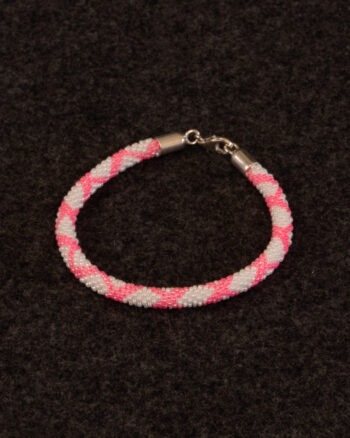 Pärlvirkat Armband Mönstrad Rosa Vit