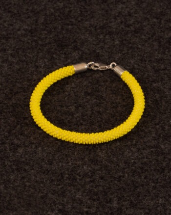 Pärlvirkat Armband Gul